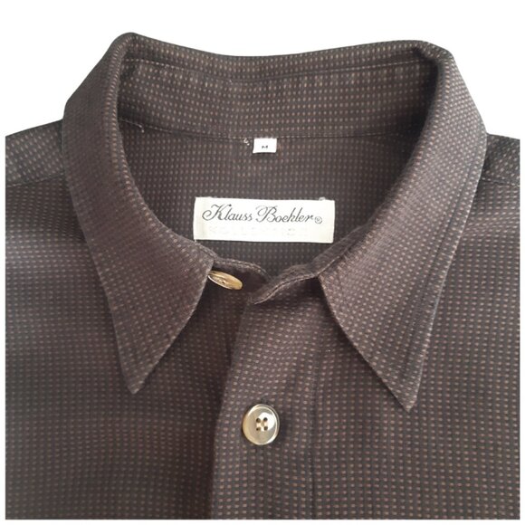 Klauss Boehler Kollektion SZ M Brown & Tan Woven Check Men's Button Up Shirt - Picture 3 of 12